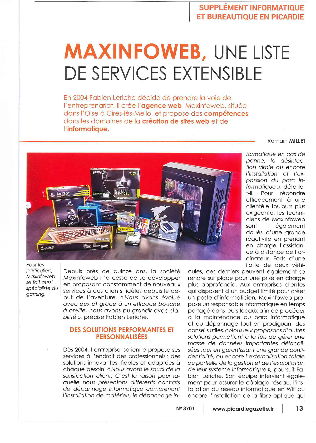 Maxinfoweb dans Picardie Gazette